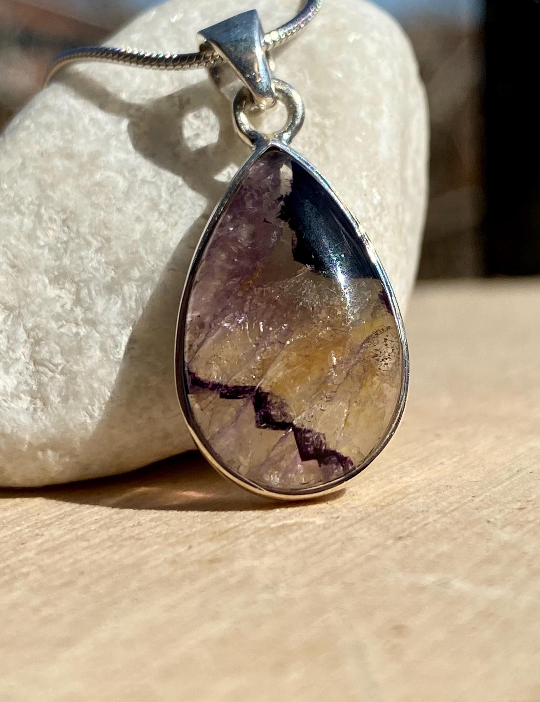 Blue John Sterling Silver Pendant