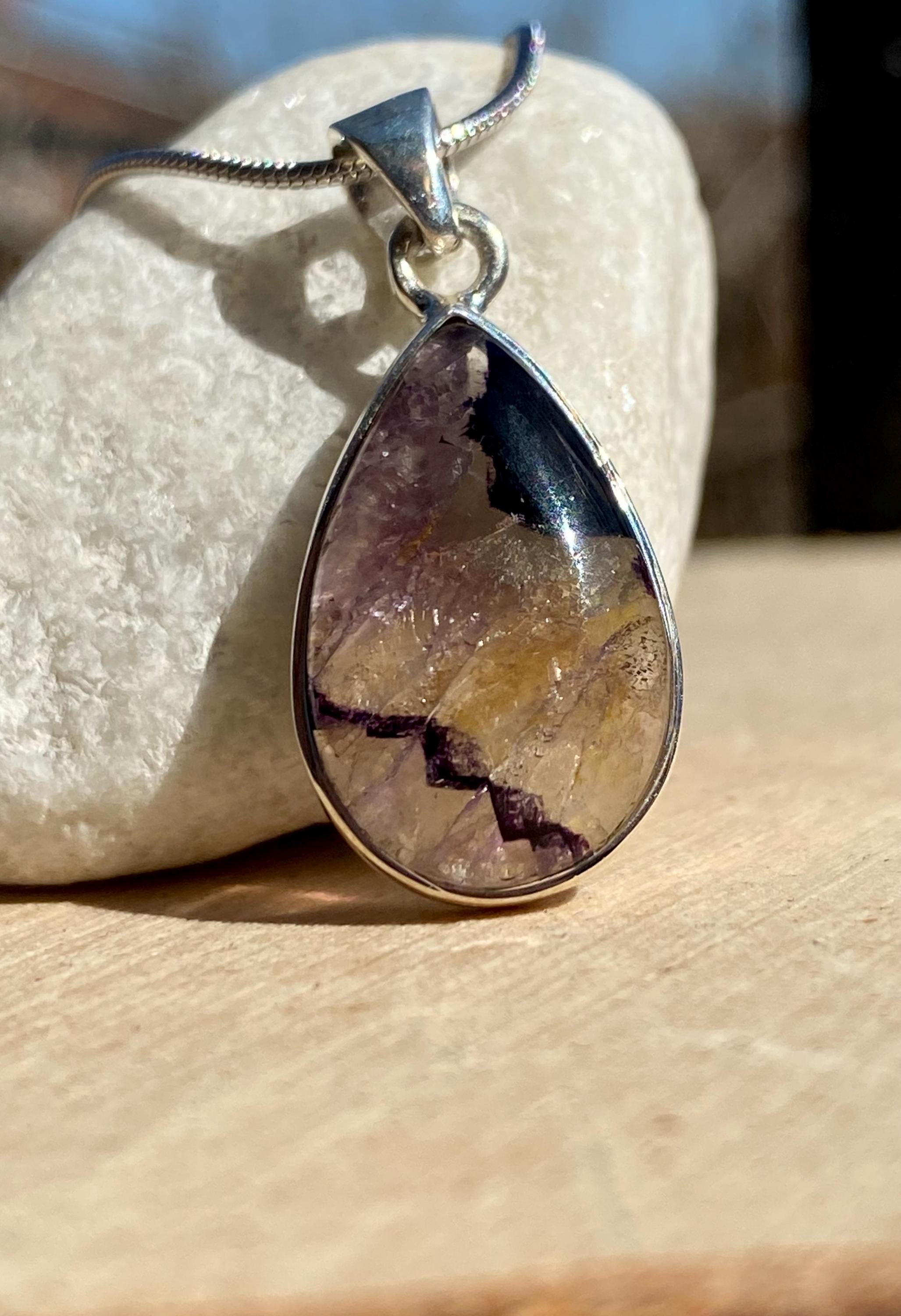 Blue John Sterling Silver Pendant