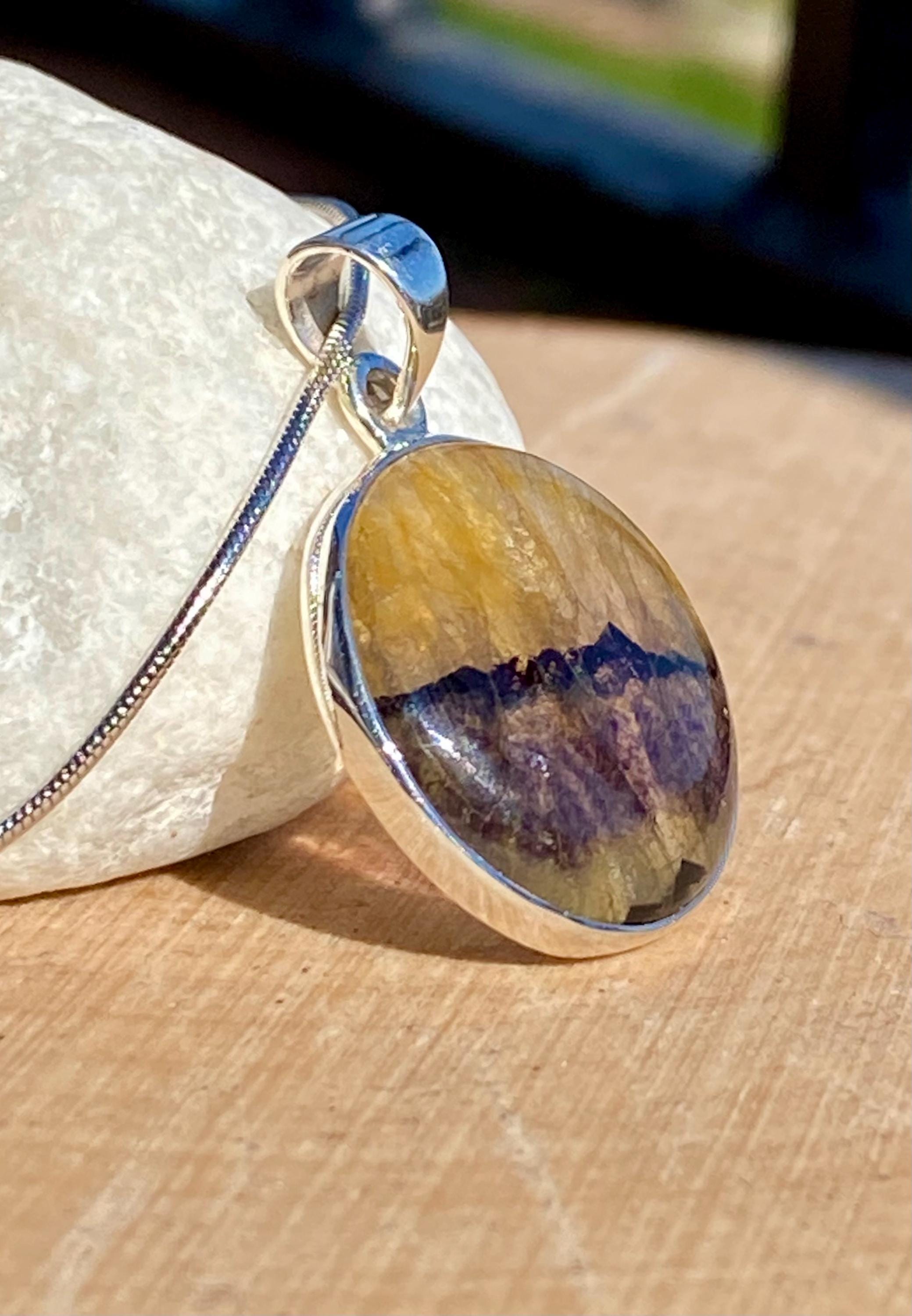 Blue John Sterling Silver Pendant