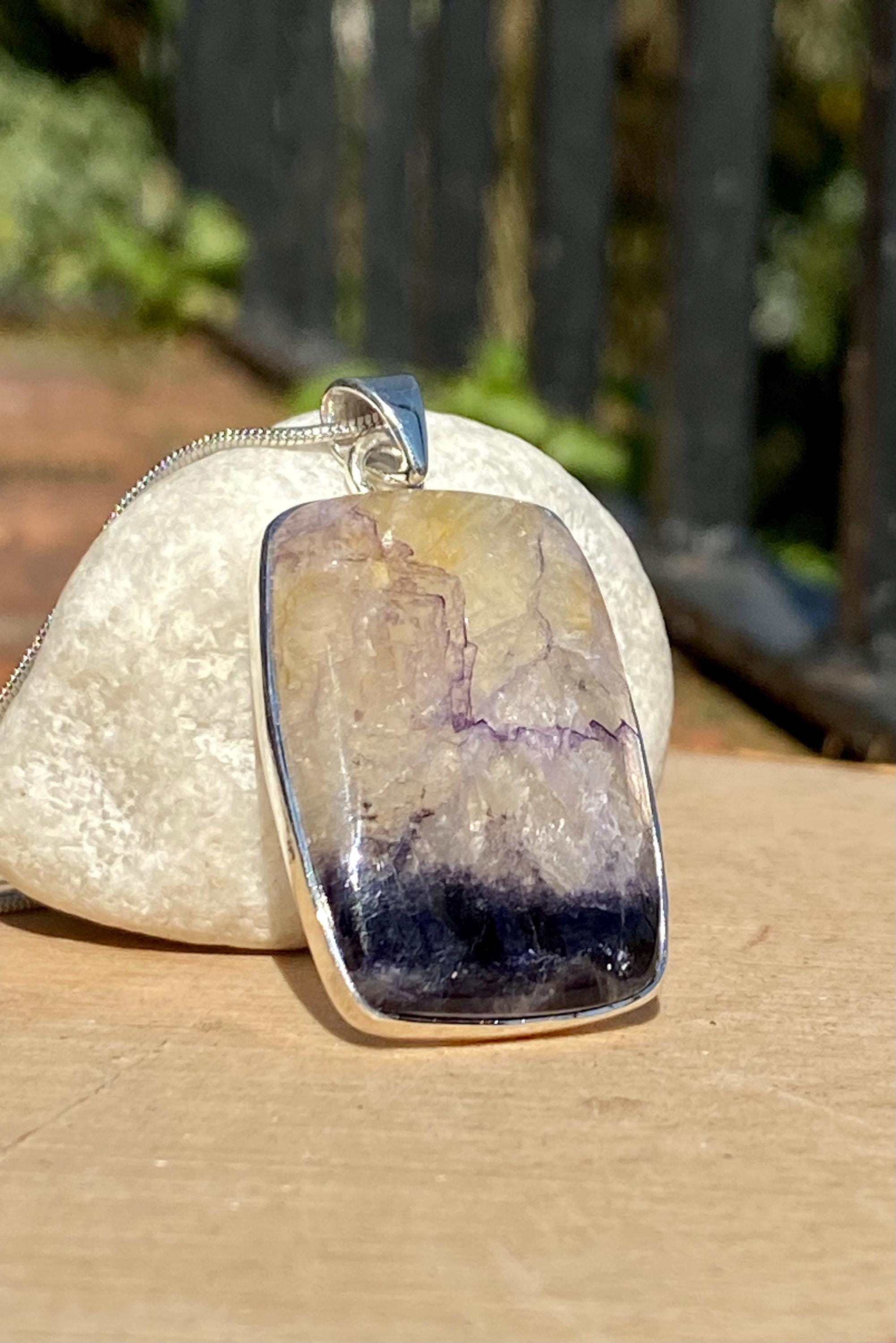 Blue John Sterling Silver Pendant