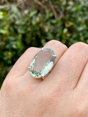 A Green Amethyst (Prasiolite ) and Silver Ring