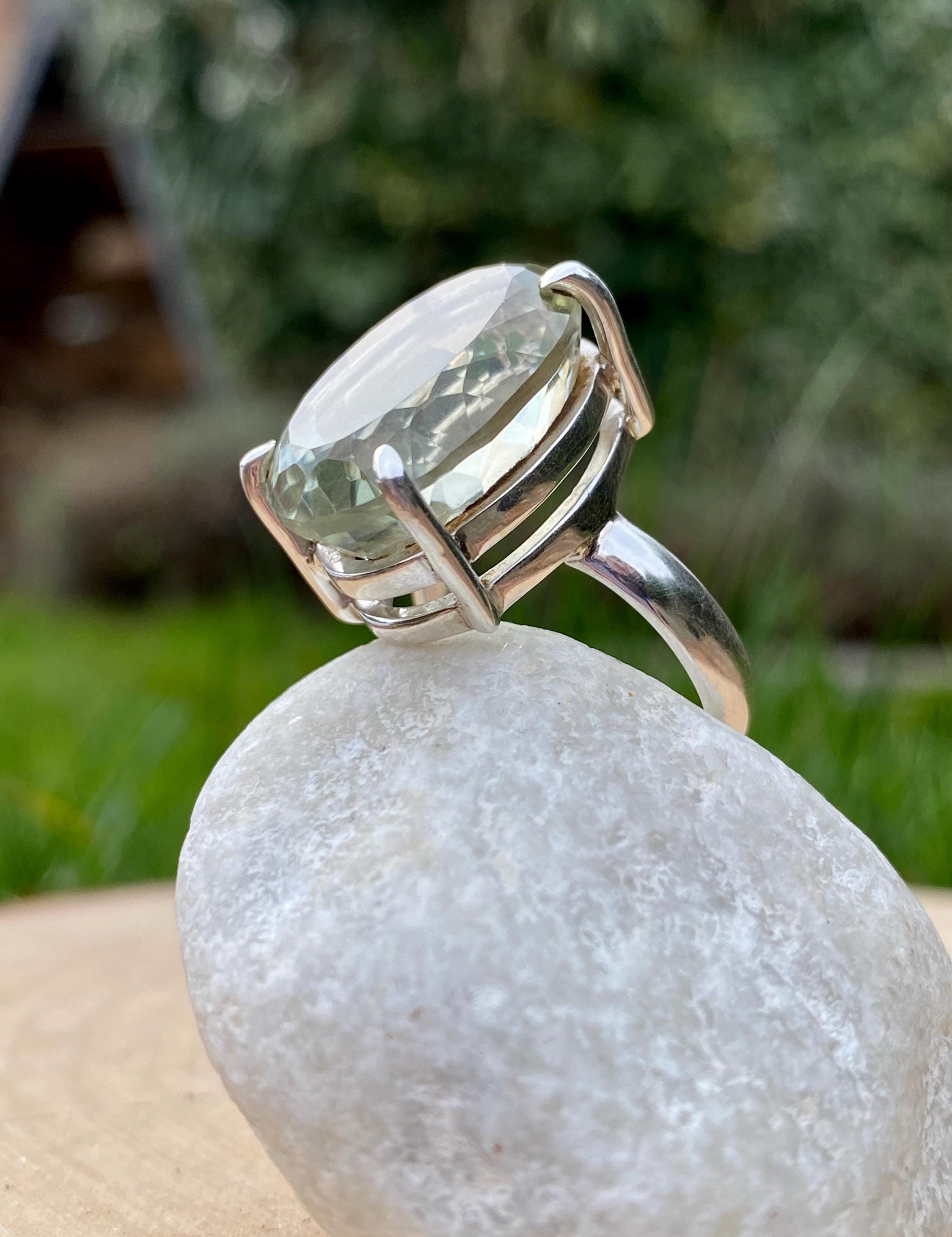 Green Amethyst (Prasiolite) and Silver Ring