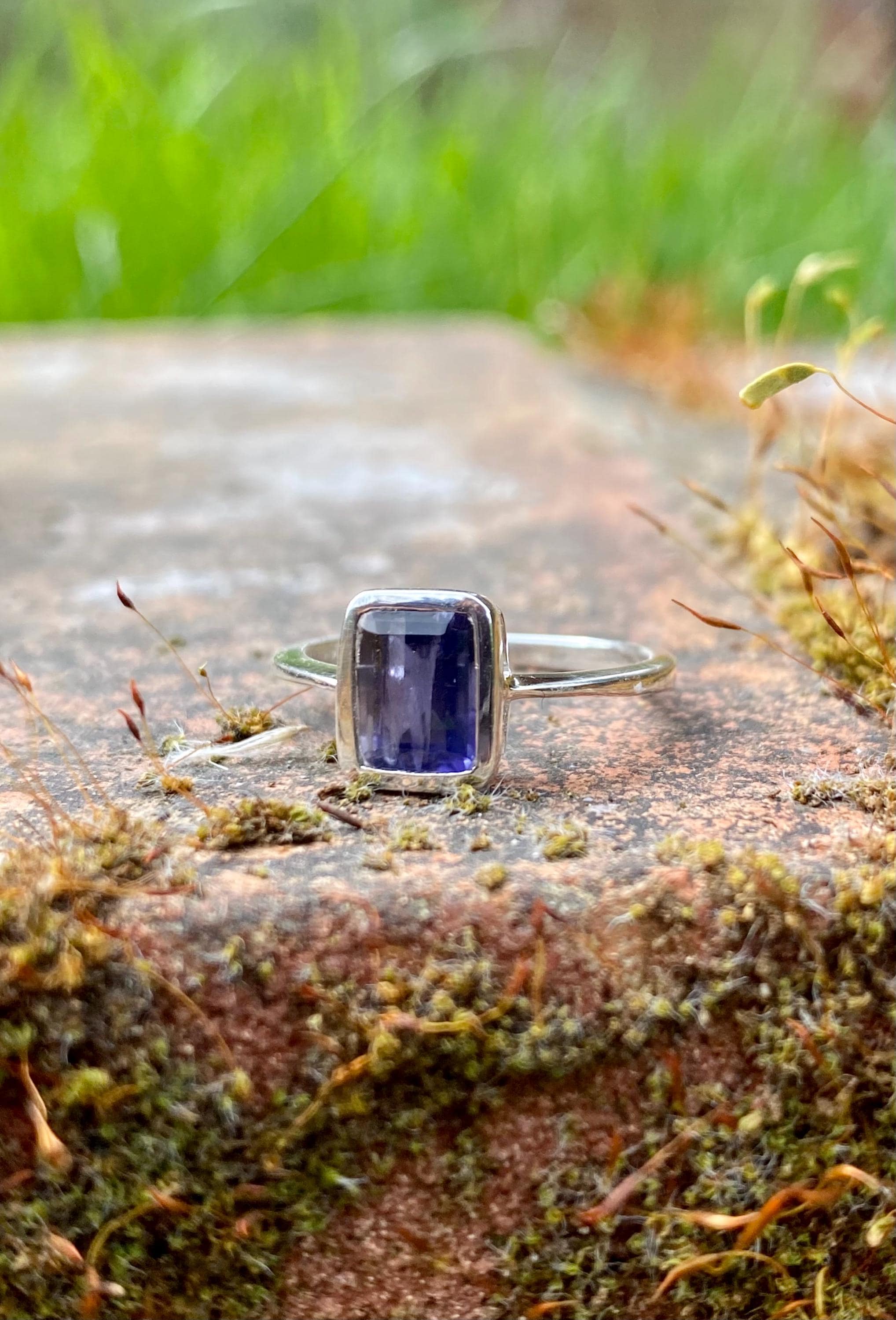 Natural Iolite, Lolite Sterling Silver Ring