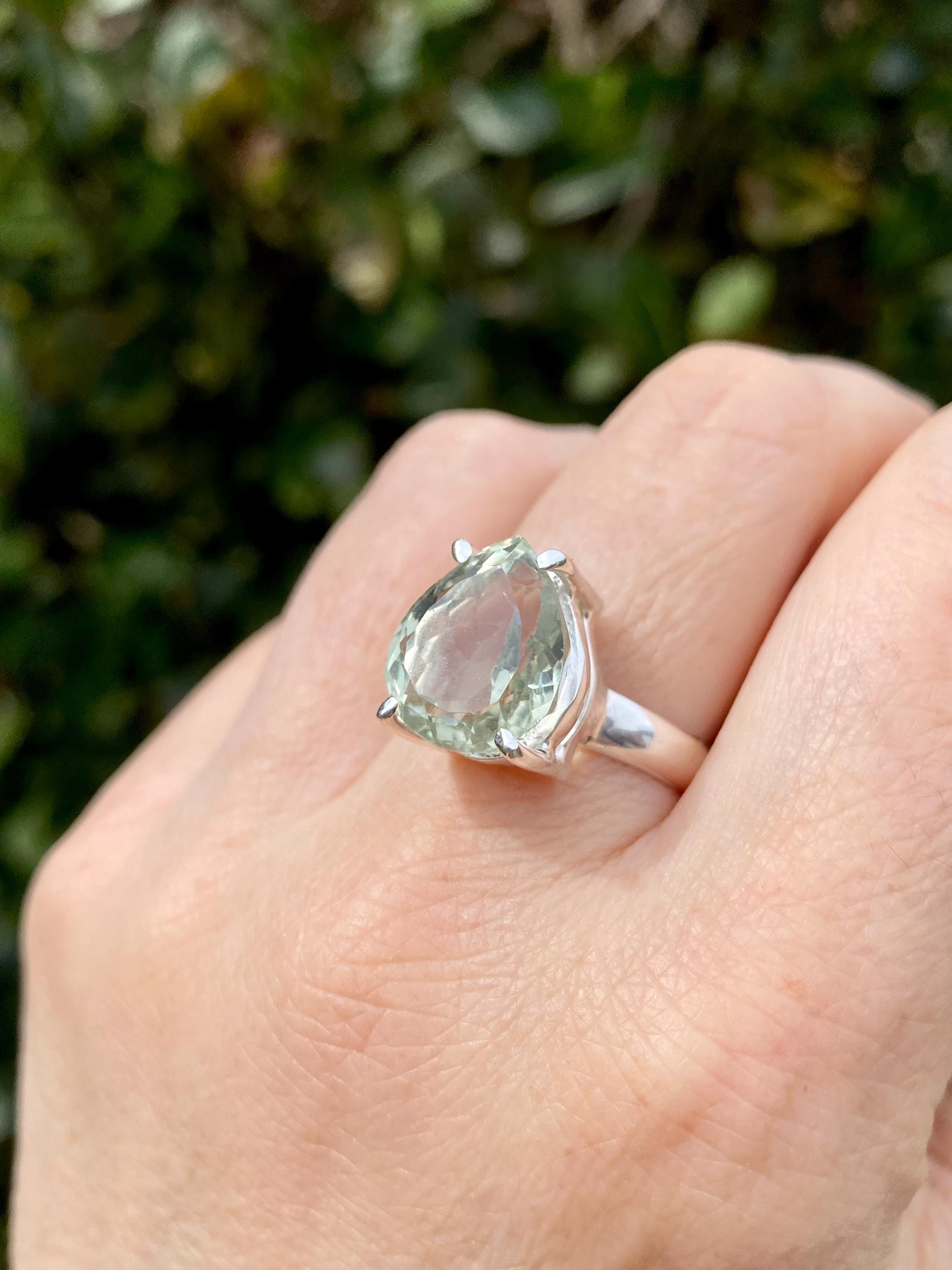 Green Amethyst Prasiolite Sterling Silver Ring