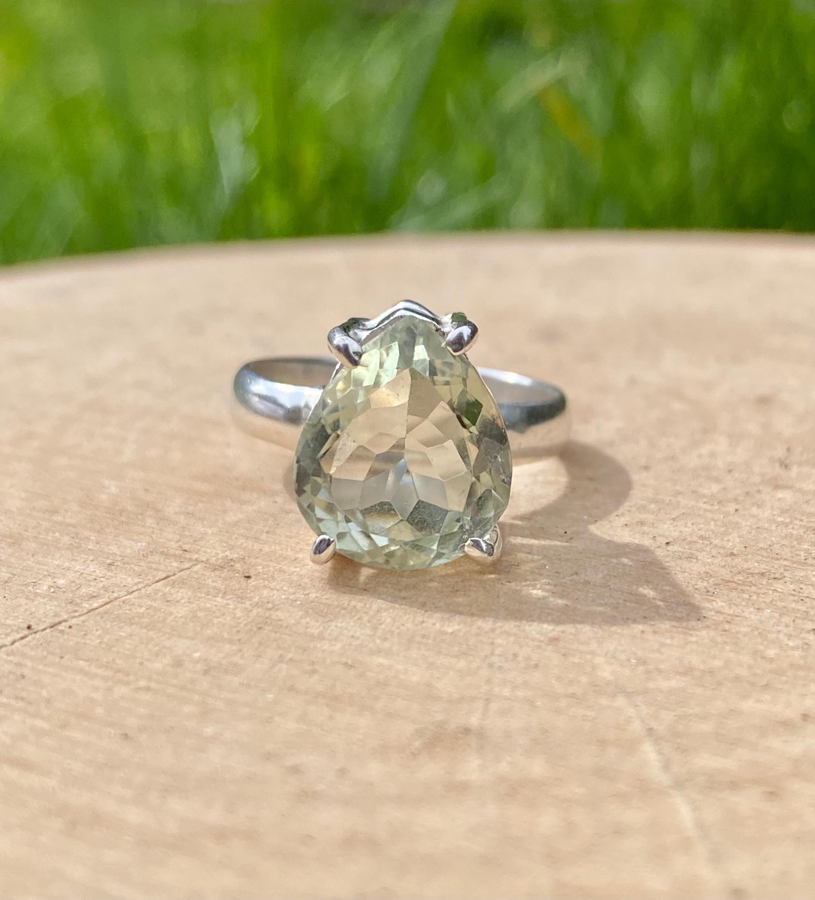 Green Amethyst Prasiolite Sterling Silver Ring