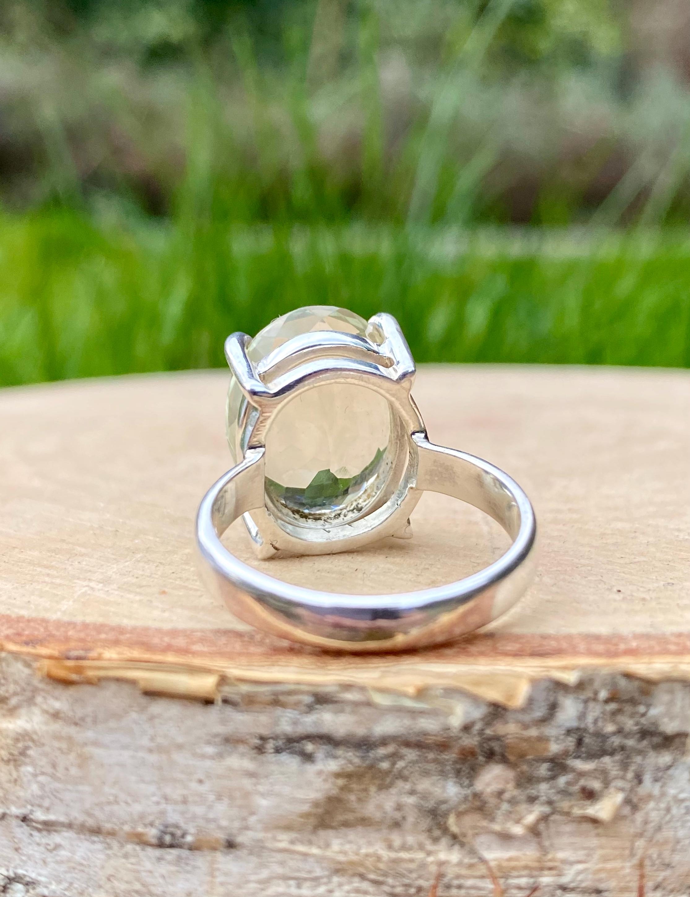 Green Amethyst Prasiolite Sterling Silver Ring