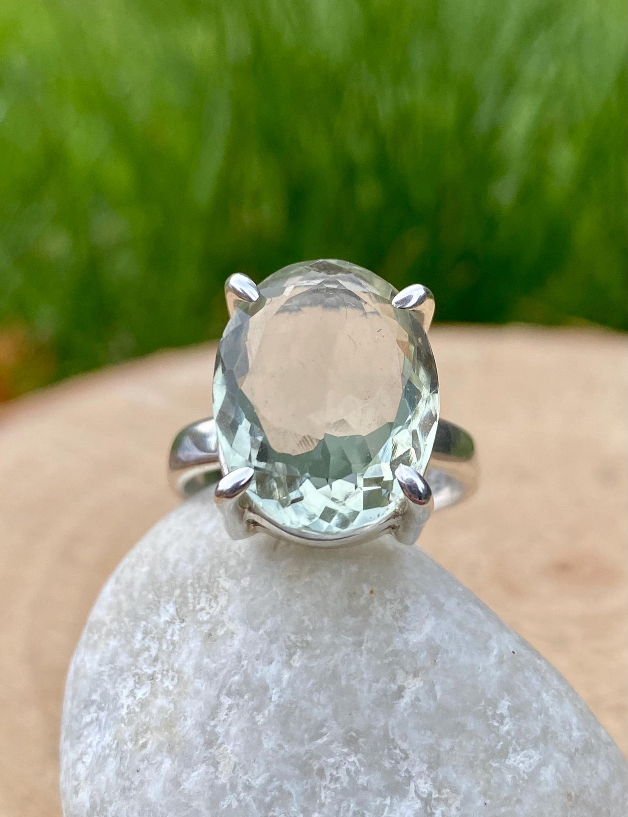 Green Amethyst Prasiolite Sterling Silver Ring