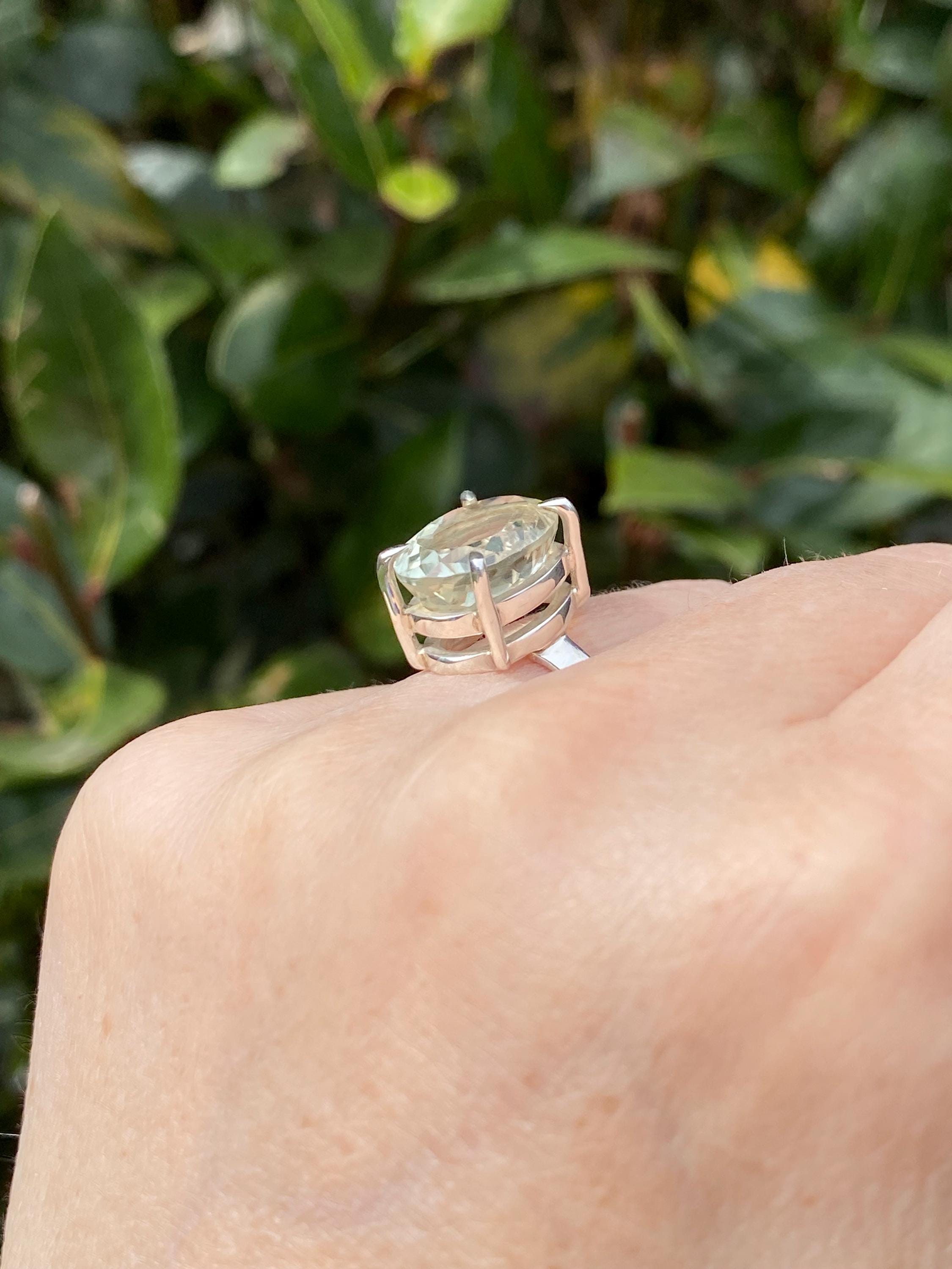 Green Amethyst Prasiolite Sterling Silver Ring