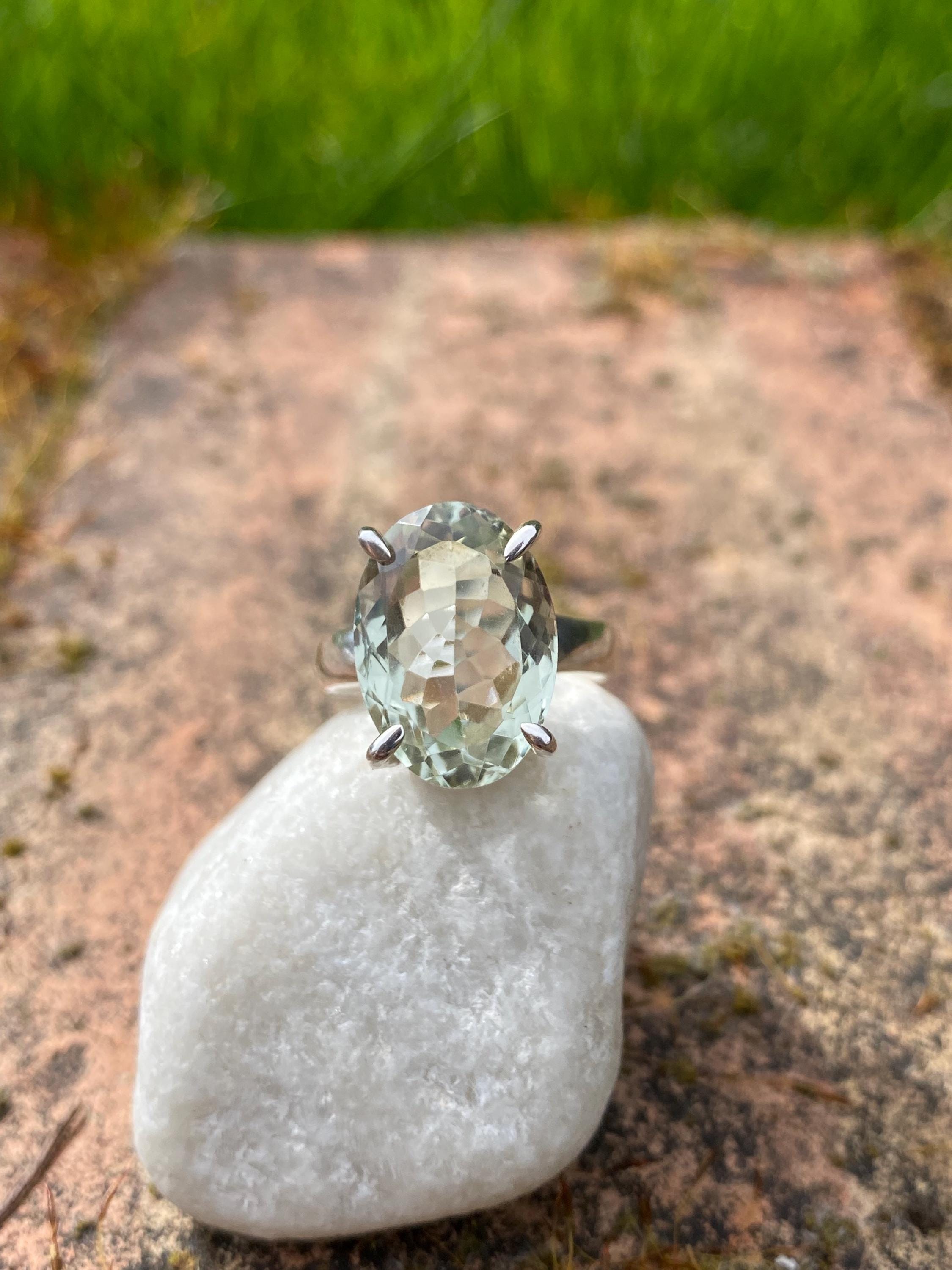 Green Amethyst Prasiolite Sterling Silver Ring