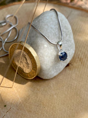 Raw Sapphire Sterling Silver Pendant