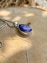 Raw Sapphire Sterling Silver Pendant