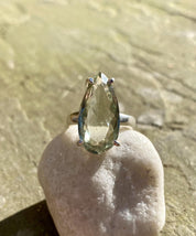 A Large Green Amethyst (Prasiolite ) and Silver Ring