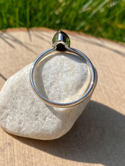 Pear-Cut Ammolite Sterling Silver Ring - Iridescent Bezel Setting