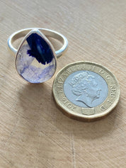 Blue John Silver Teardrop Ring - Extremely Rare