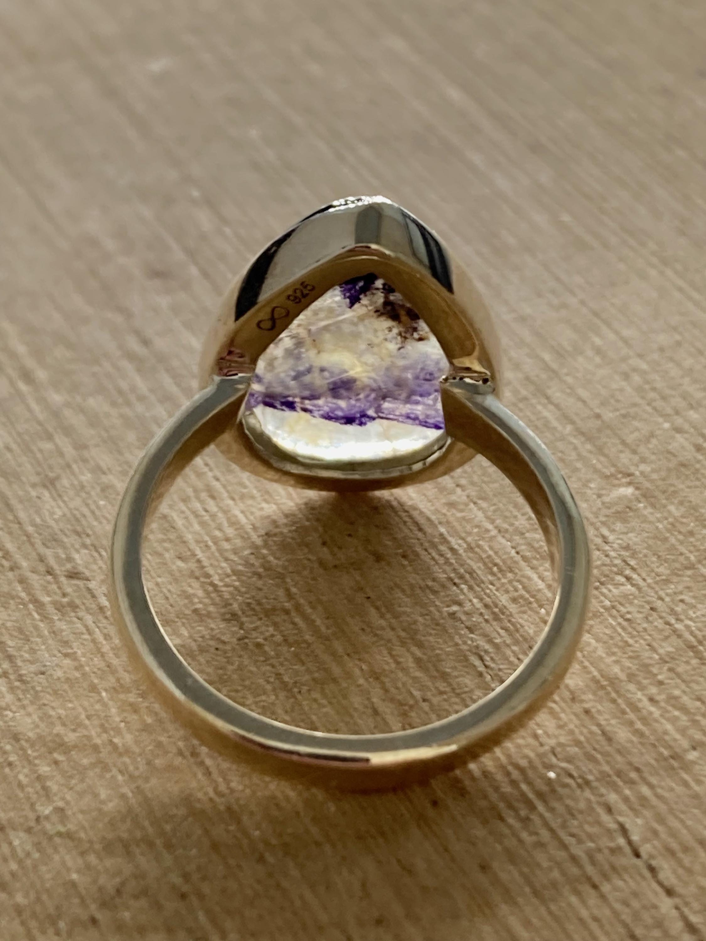Blue John Silver Teardrop Ring - Extremely Rare