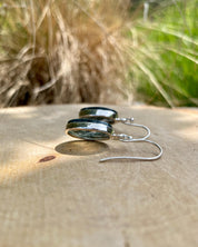 Moss Agate Silver Teardrop Earrings