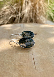 Moss Agate Silver Teardrop Earrings