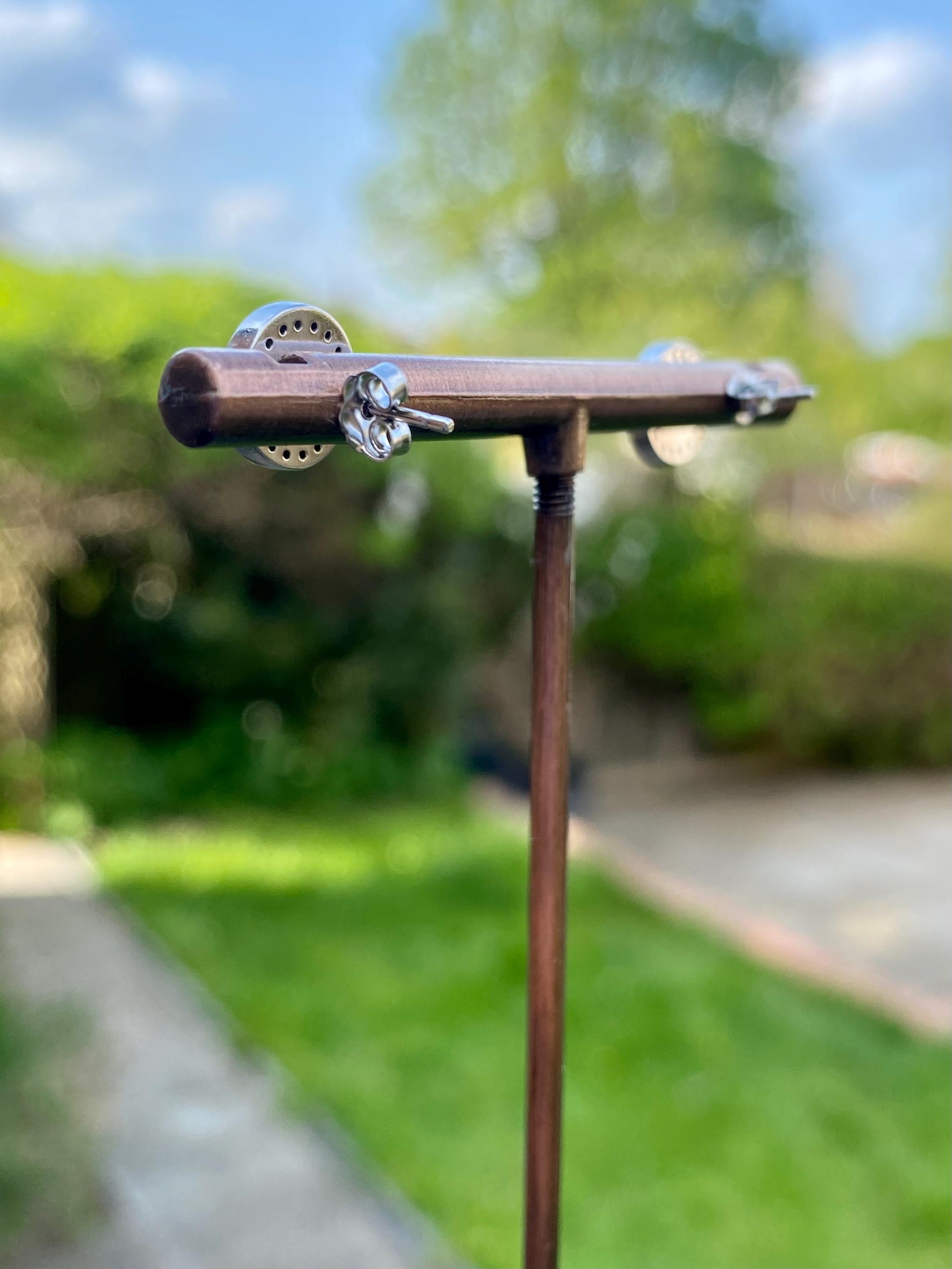 Polished Black Tourmaline and Silver Studs (A+)