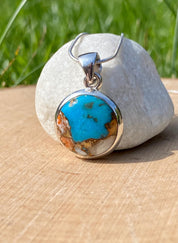 Spiny Oyster and Arizona Turquoise Silver Pendant(M0523)