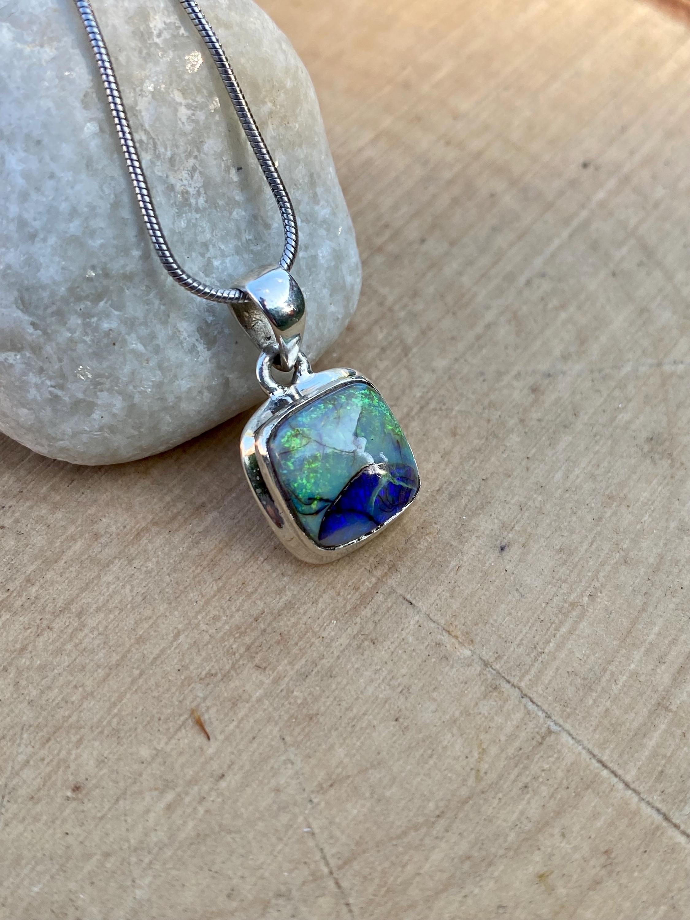 Sterling (Monarch) Opal and Silver Pendant