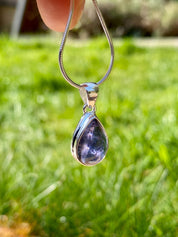 Natural Iolite Lolite Sterling Silver Pendant