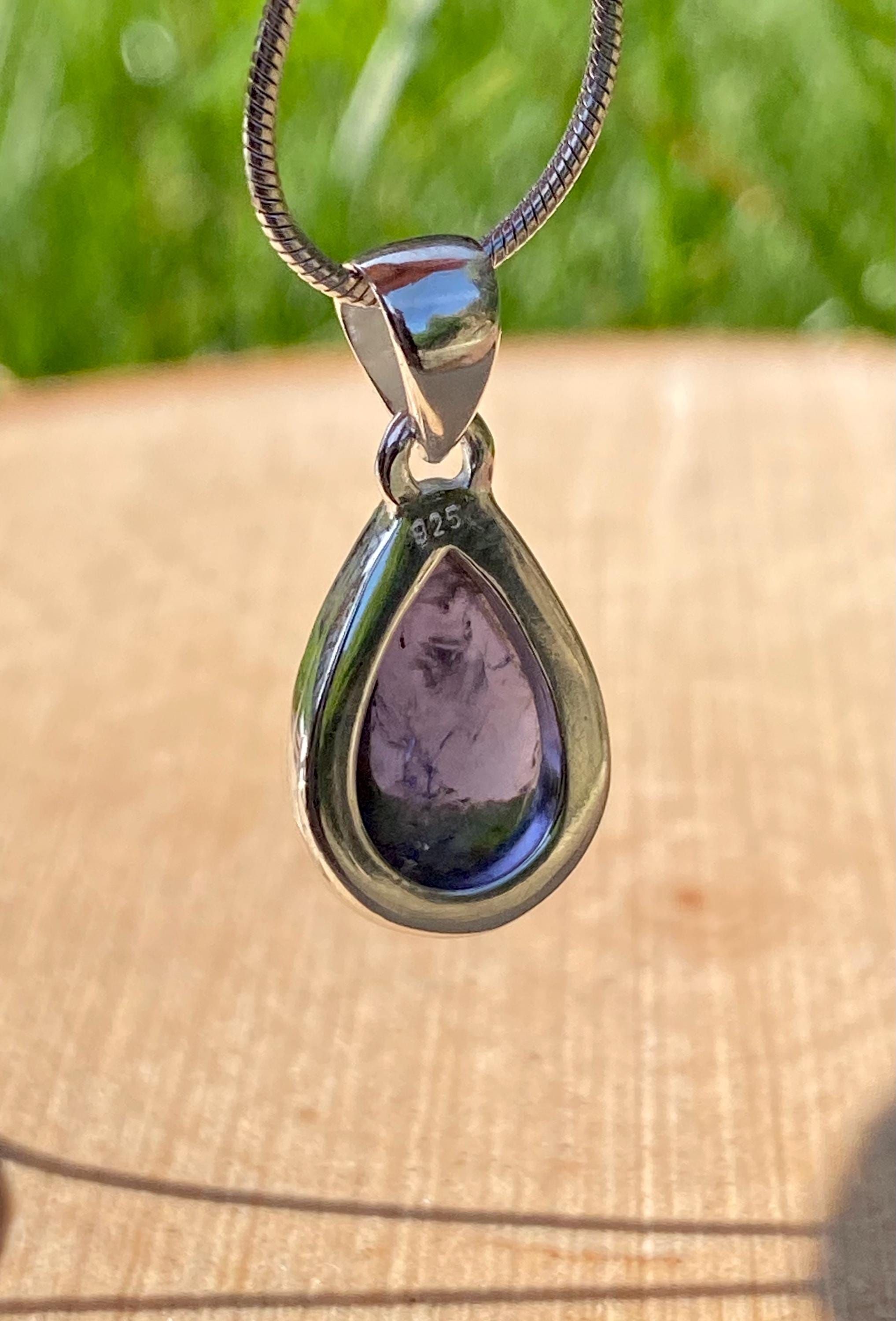Natural Iolite Lolite Sterling Silver Pendant