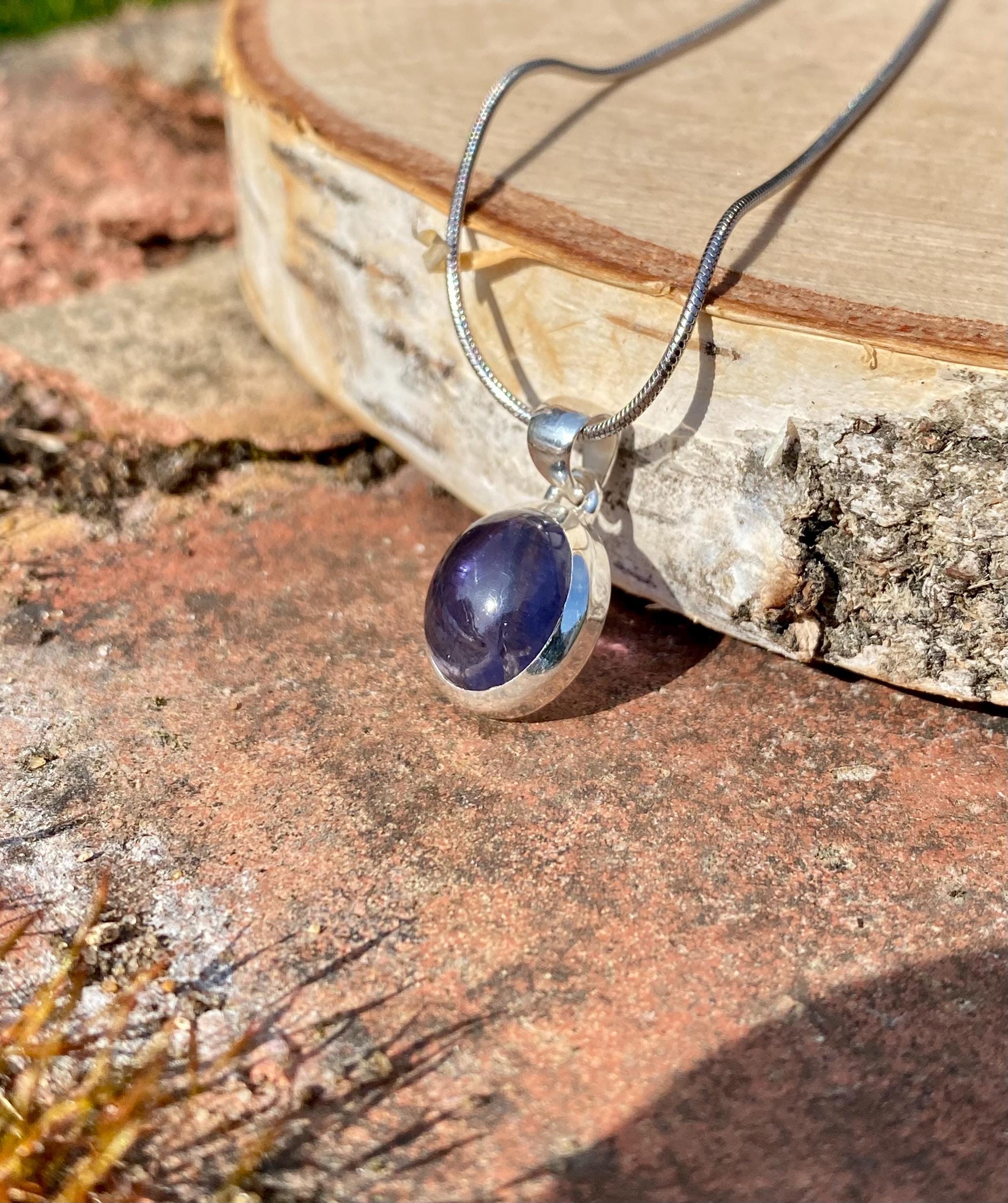Natural Iolite Lolite Sterling Silver Pendant
