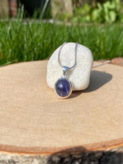 Natural Iolite Lolite Sterling Silver Pendant