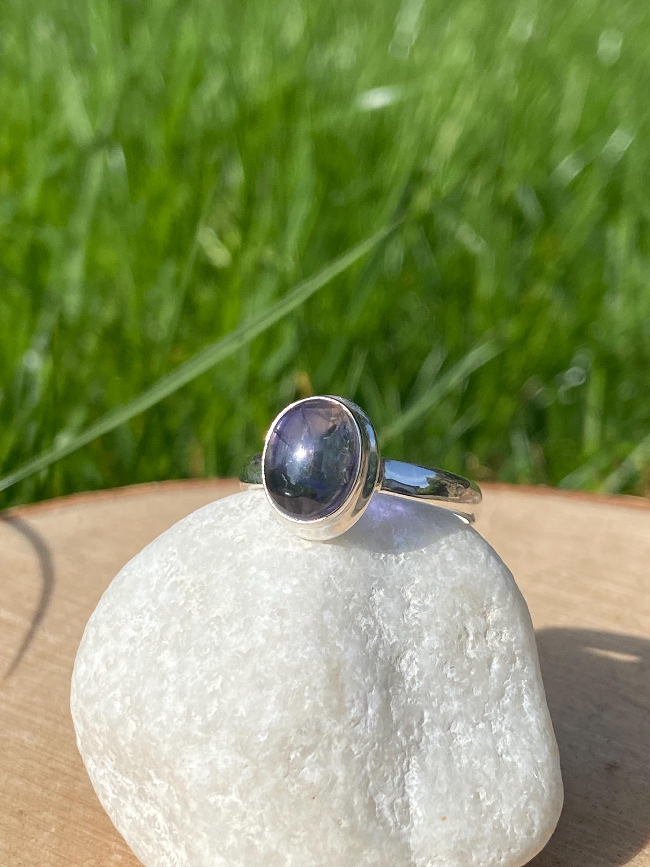 Natural Lolite Oval Sterling Silver Ring