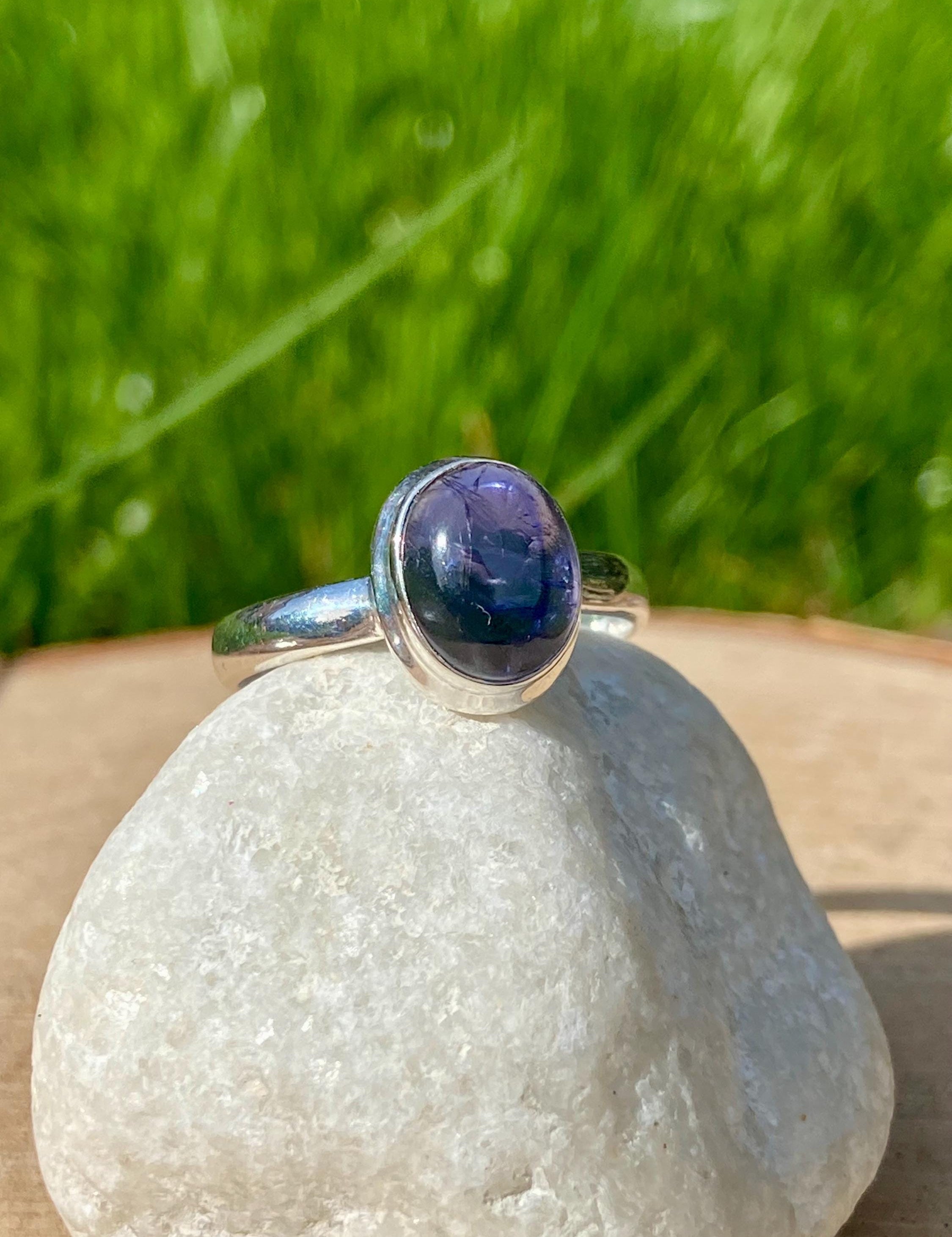 Natural Lolite Oval Sterling Silver Ring