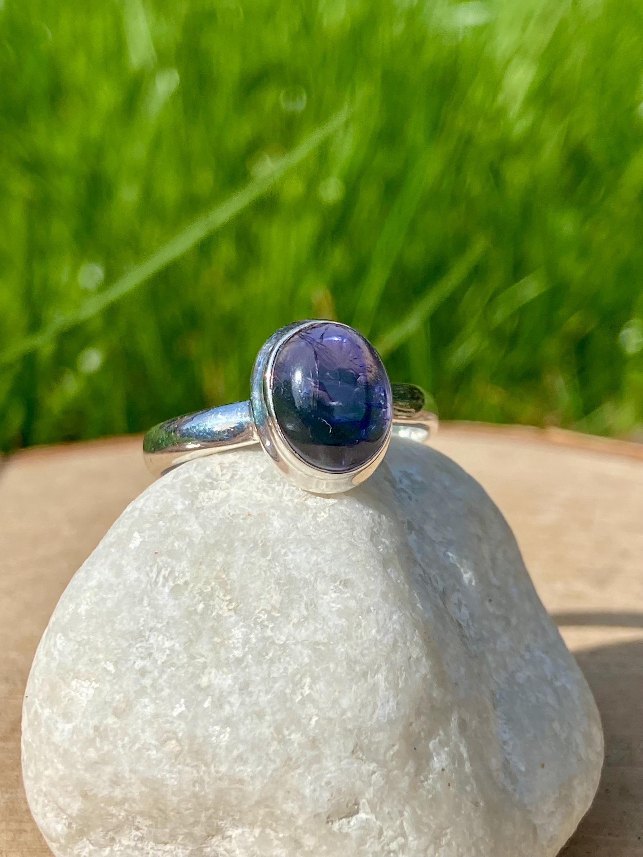 Natural Lolite Oval Sterling Silver Ring