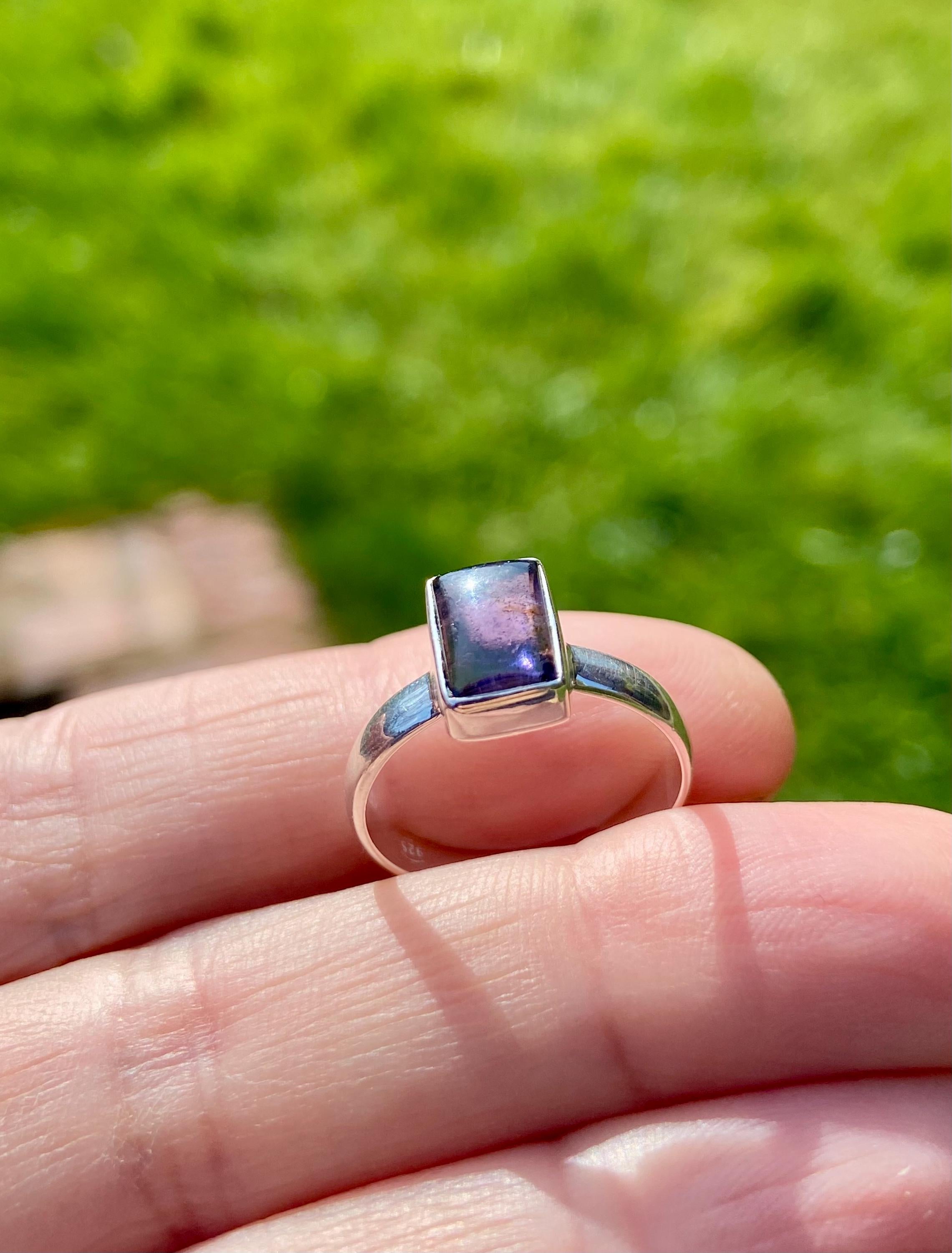 Iolite Sterling Silver Ring UK Size N 1/2 Blue Gemstone Gift