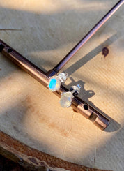 Oval Blue Fire Labradorite 925 Sterling silver studs
