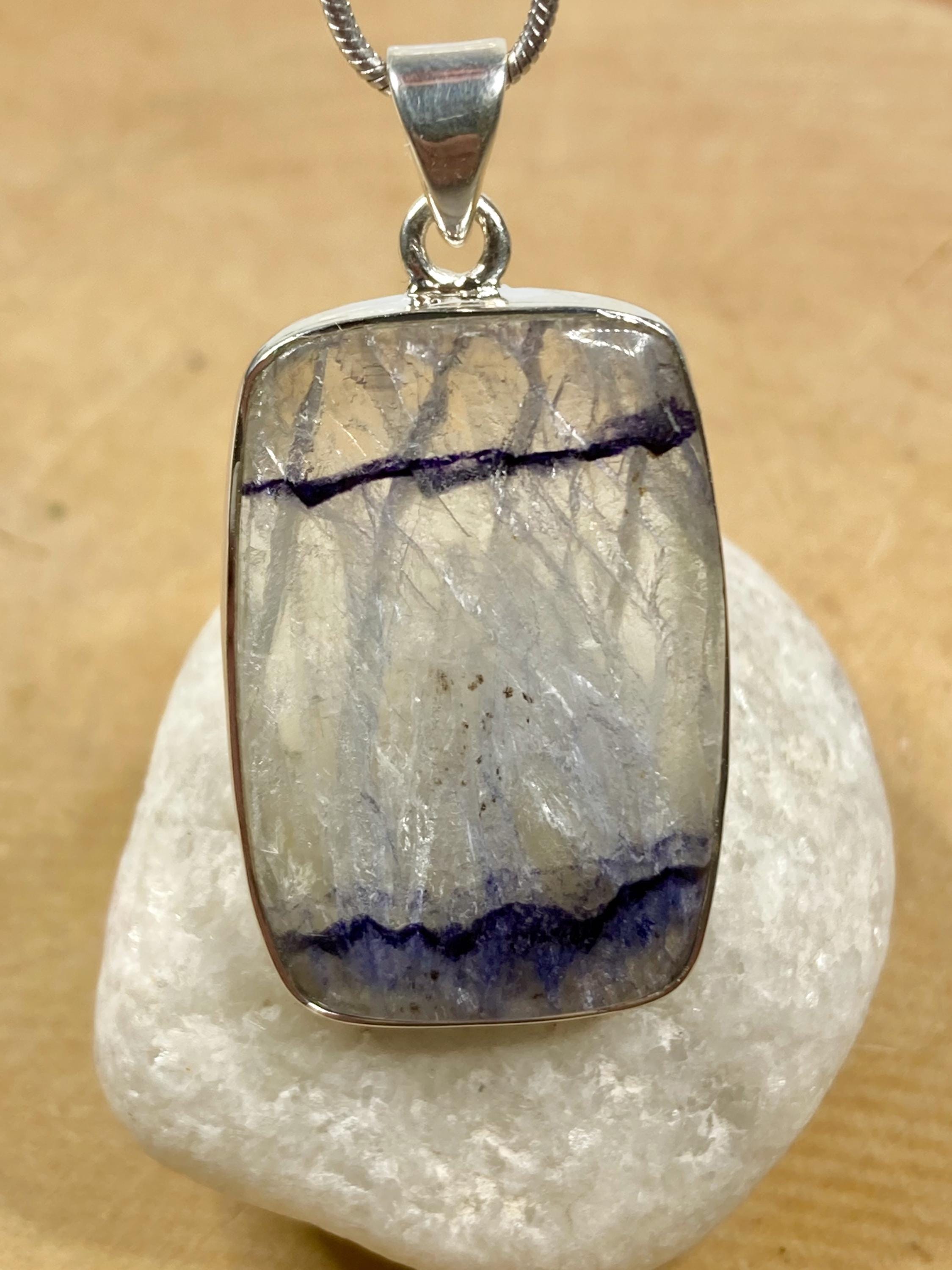 Blue John Sterling Silver Rectangular Pendant