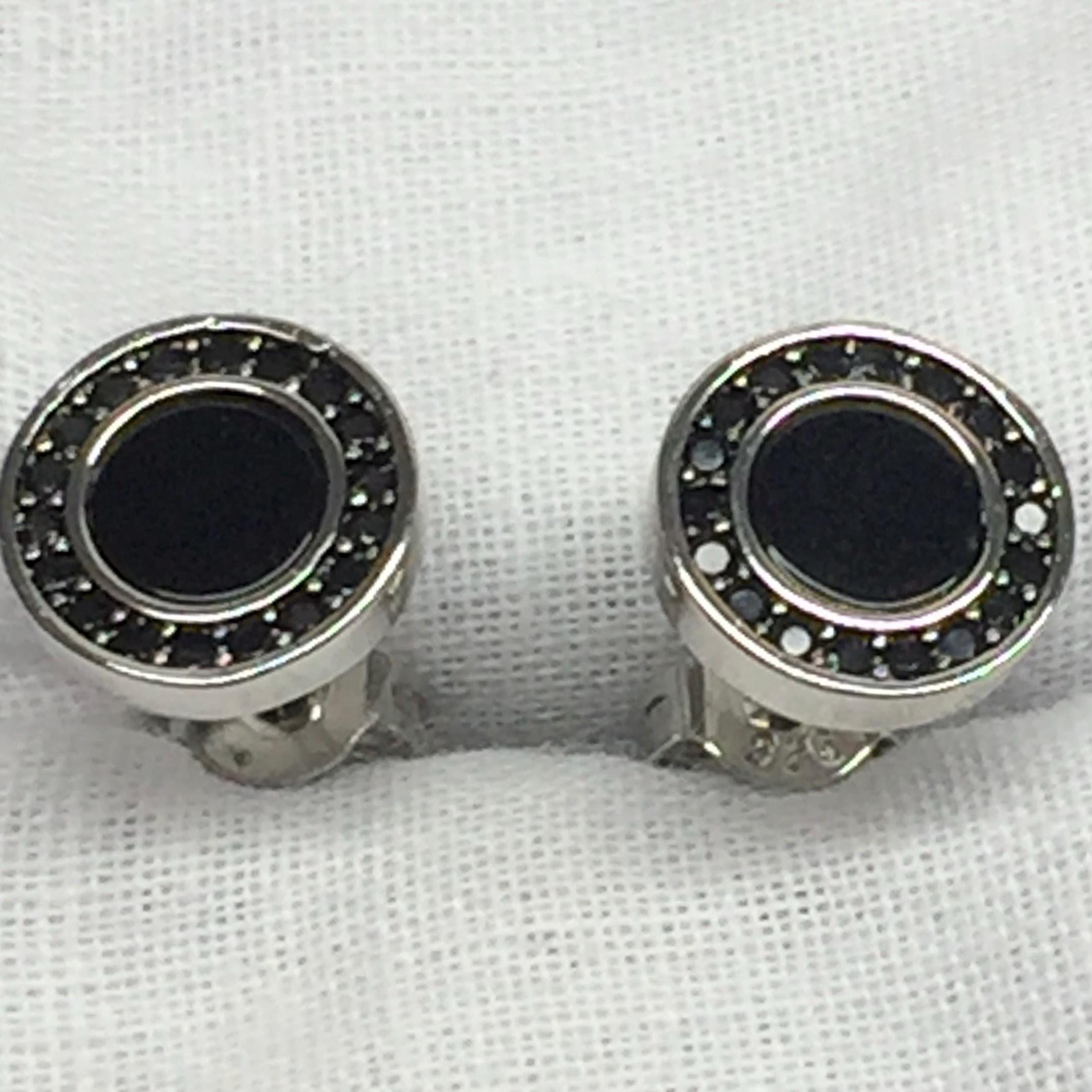 Polished Black Tourmaline and Silver Studs (A+)