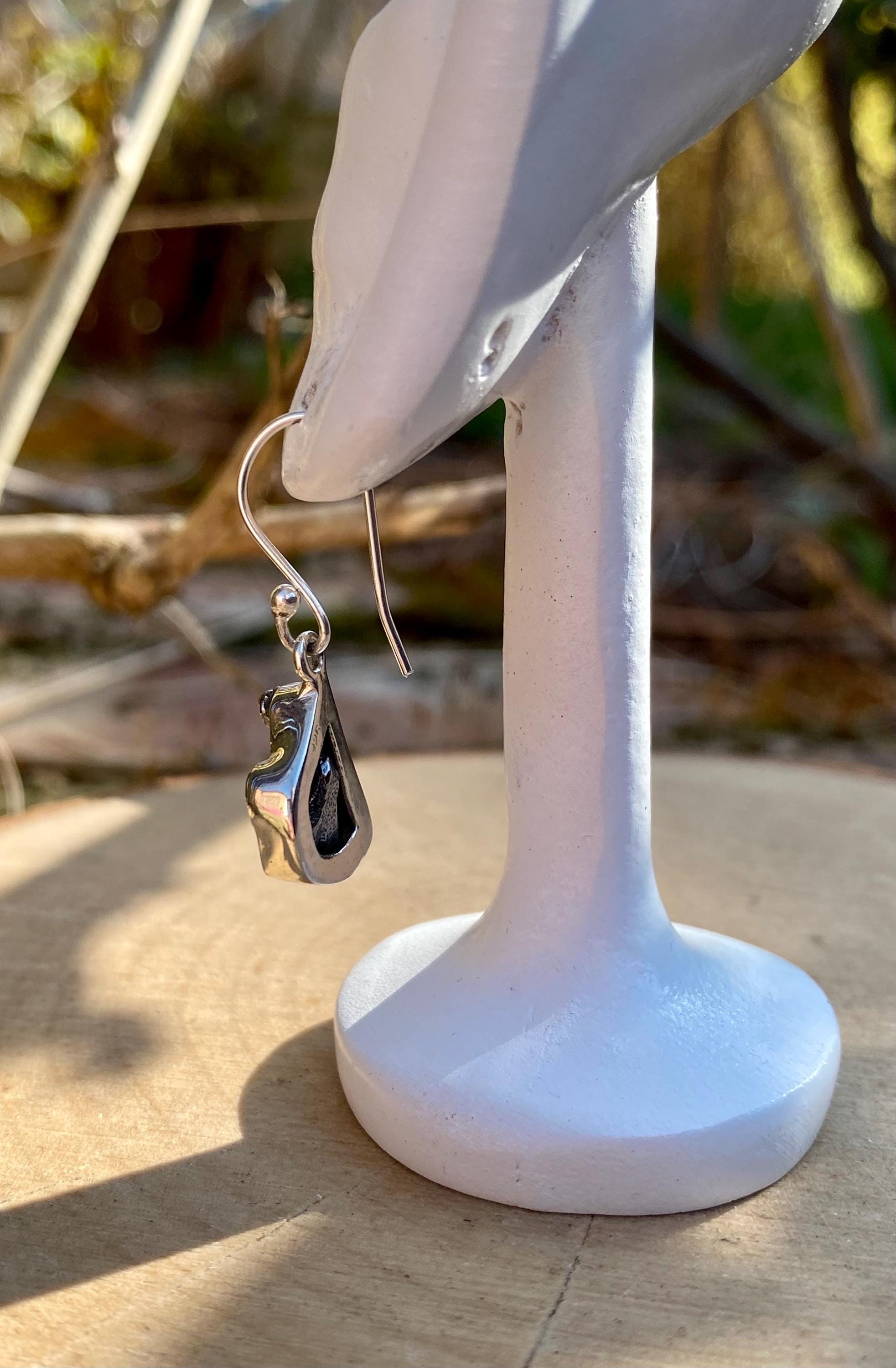 Meteorite Campo Del Cielo and Silver Dangle Earrings