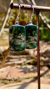 Moss Agate Silver Earrings