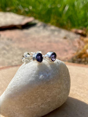 Natural Iolite, Lolite Sterling Silver Stud Earrings