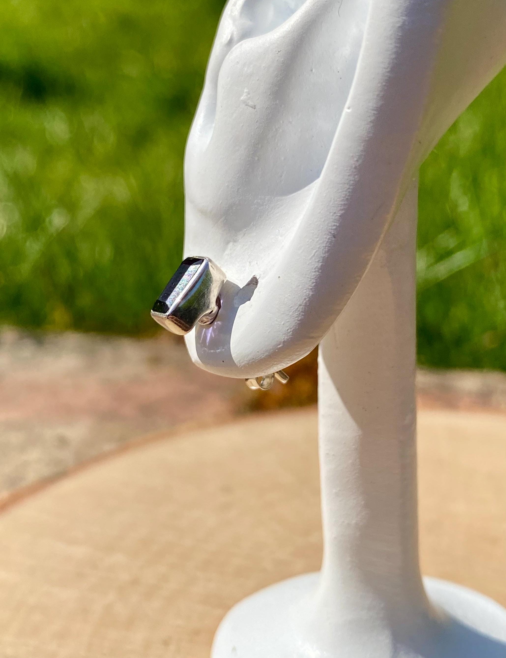 Natural Iolite, Lolite Sterling Silver Stud Earrings