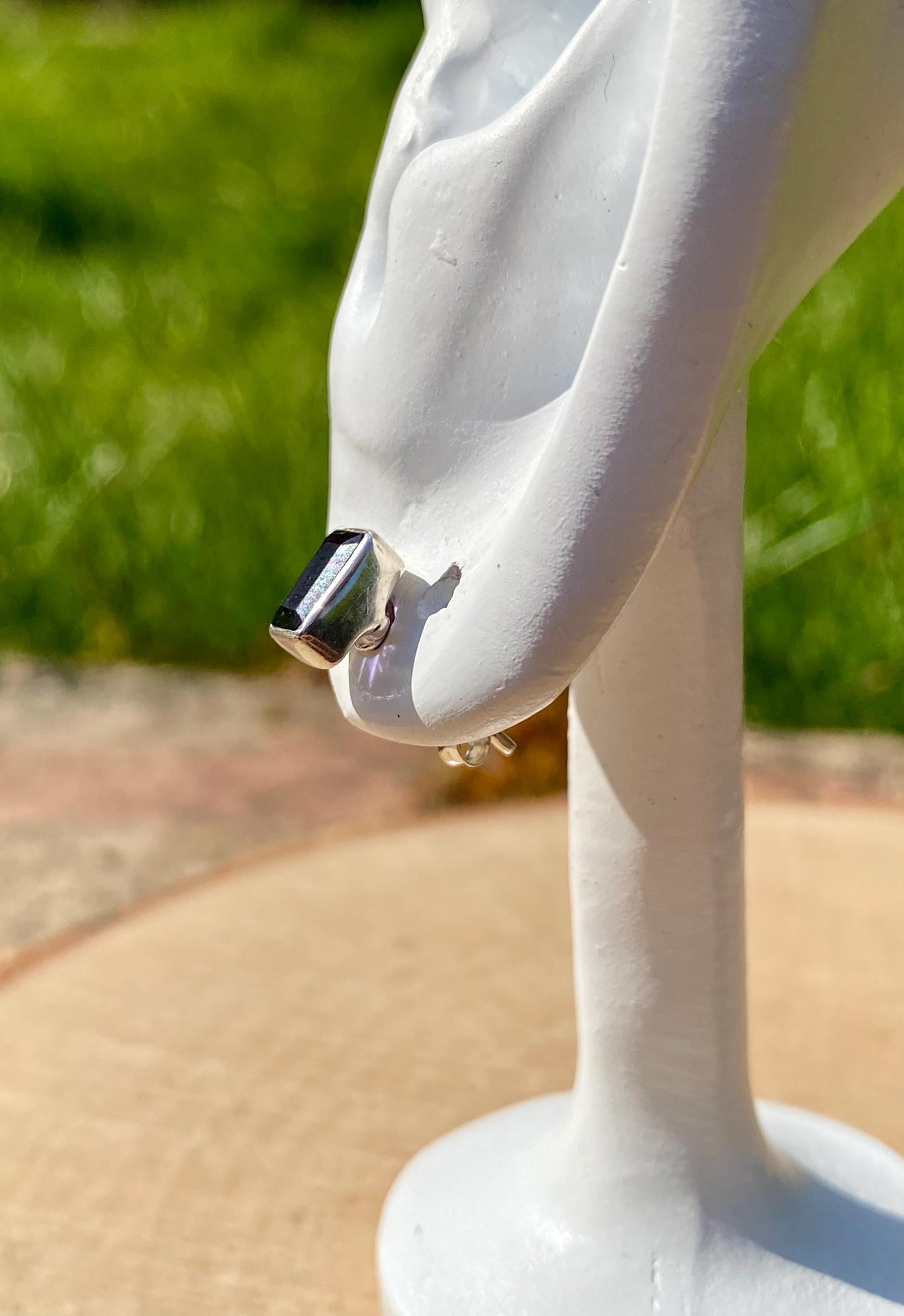 Natural Iolite, Lolite Sterling Silver Stud Earrings