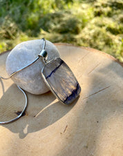 Blue John Sterling Silver Rectangular Pendant