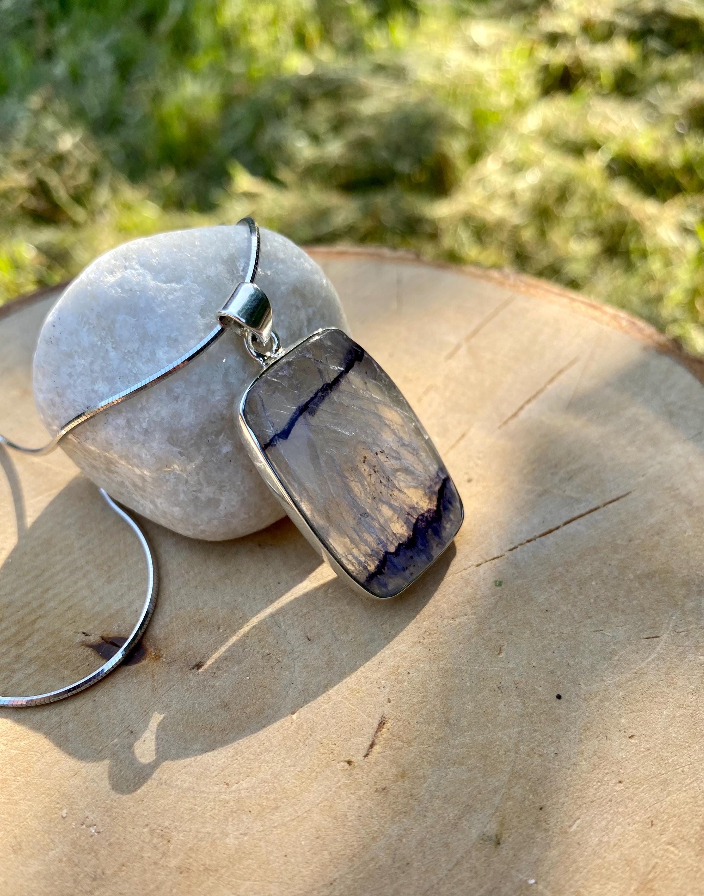 Blue John Sterling Silver Rectangular Pendant