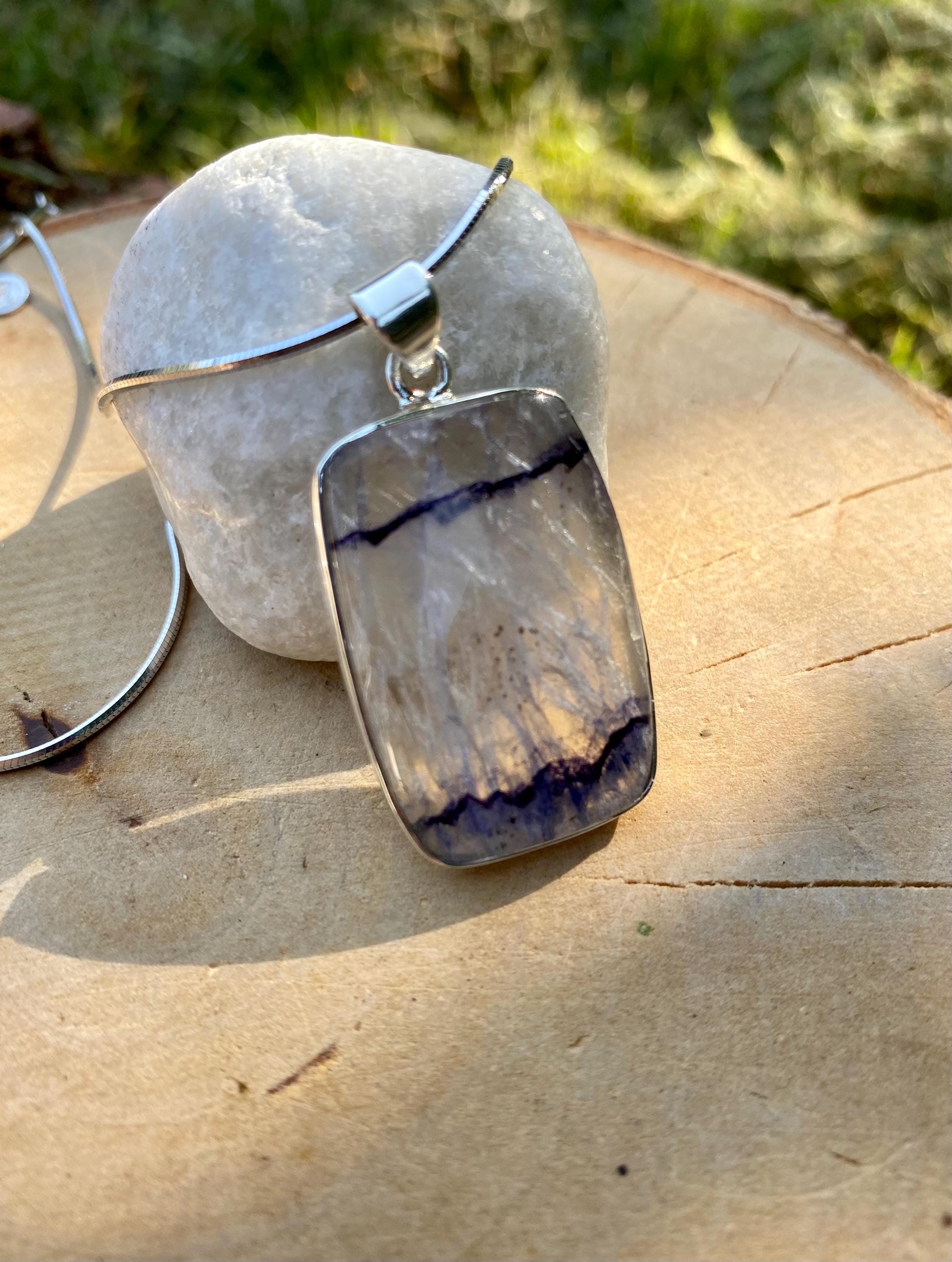 Blue John Sterling Silver Rectangular Pendant