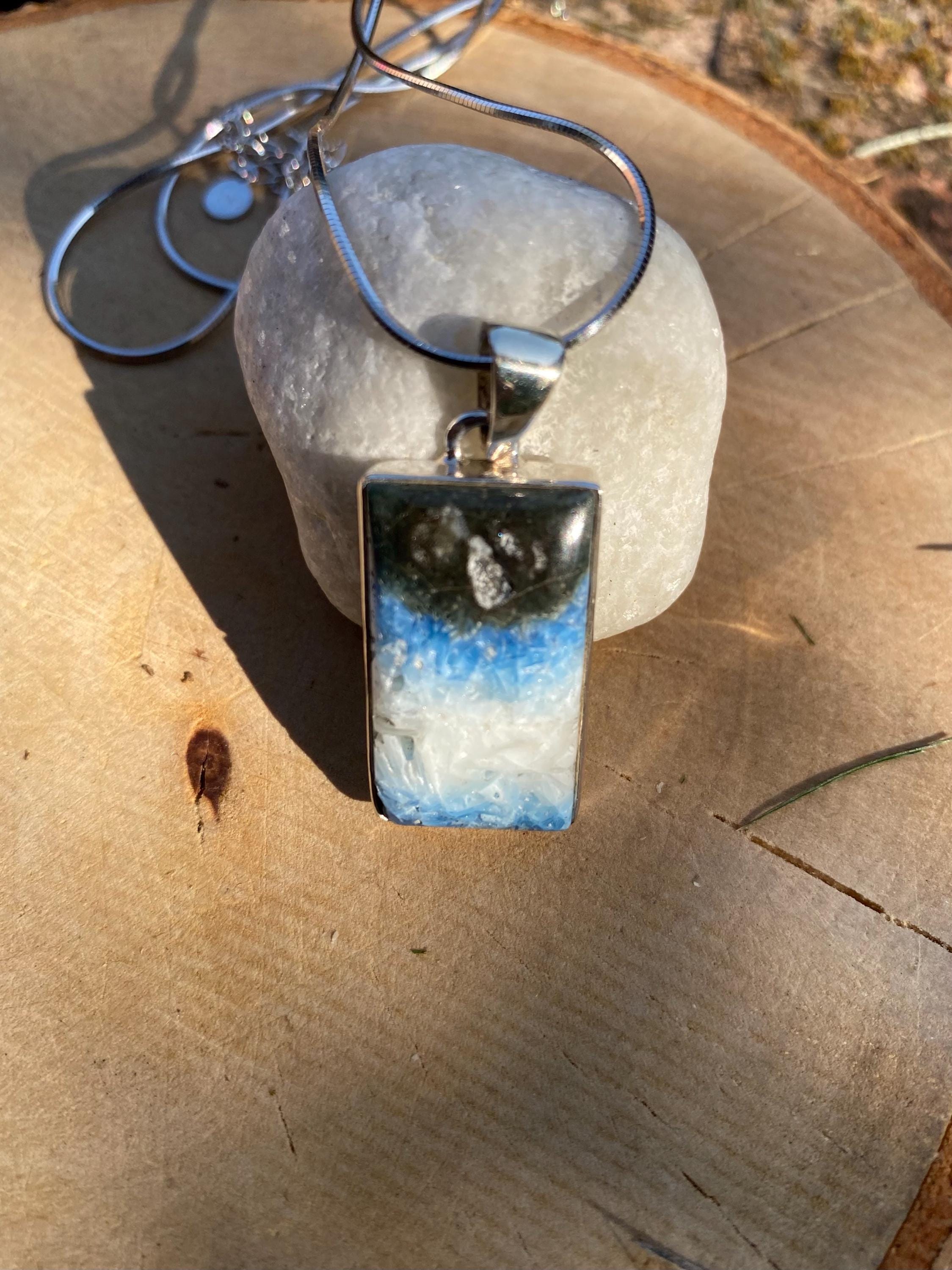 Blue Ice Glacierite Sterling Silver Pendant
