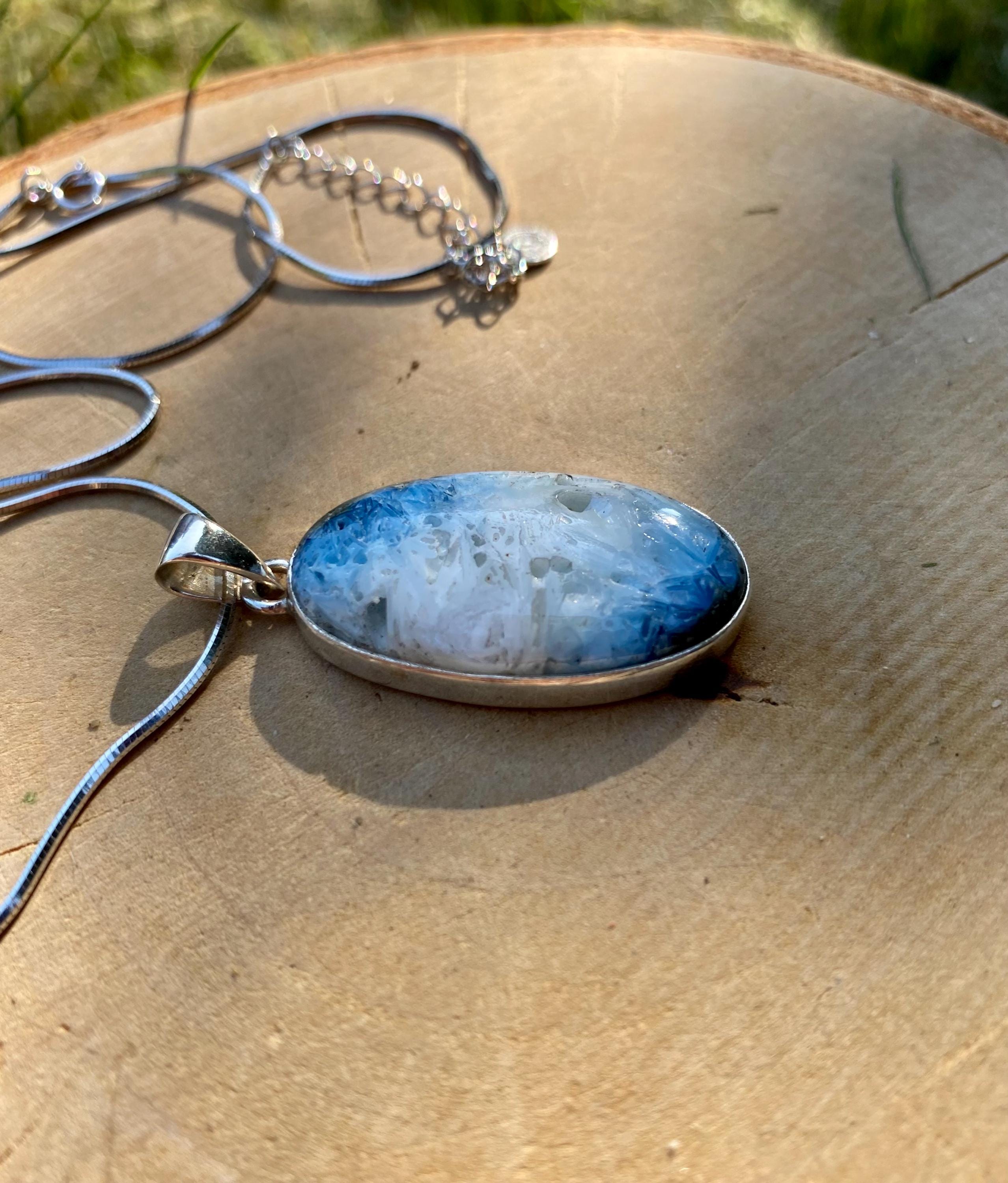 Blue Ice Glacierite Silver Pendant