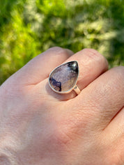 Blue John Sterling Silver Teardrop Ring - Extremely Rare