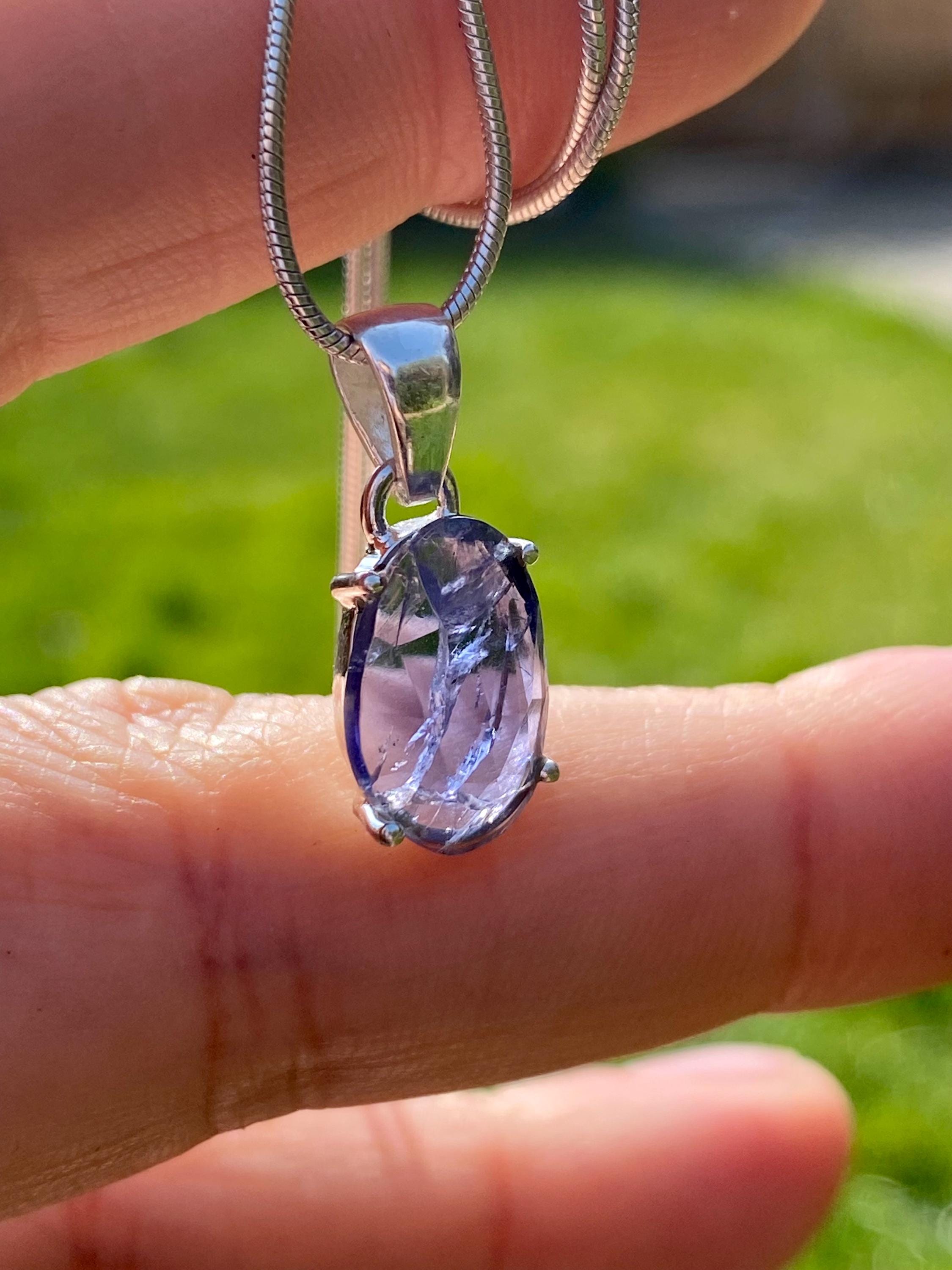 Natural Iolite Lolite Sterling Silver Pendant