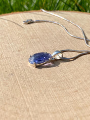 Natural Iolite Lolite Sterling Silver Pendant