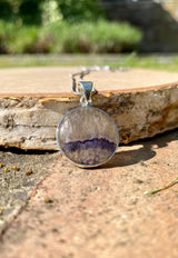Blue John Sterling Silver Round Pendant