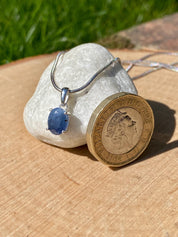 Raw Sapphire and Silver Pendant